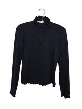 Hot Chillys Salsa Ruffled Quarter Zip Base Layer Long Sleeve Top Black Medium